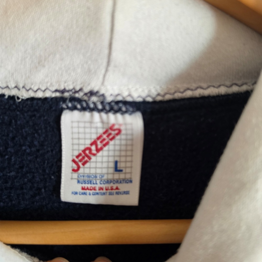 Vintage Jerzees made in USA womens large navy crew mocknwck 3 cat embroidered - Picture 6 of 8